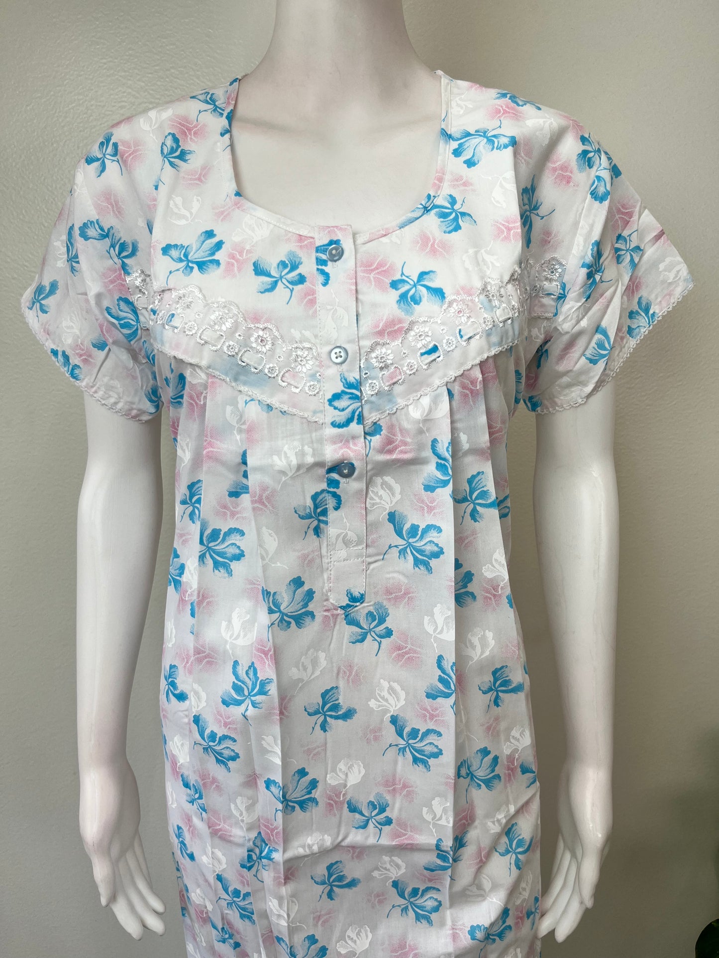 Sky Blue Polyester Cotton Nighty Soft & Comfortable
