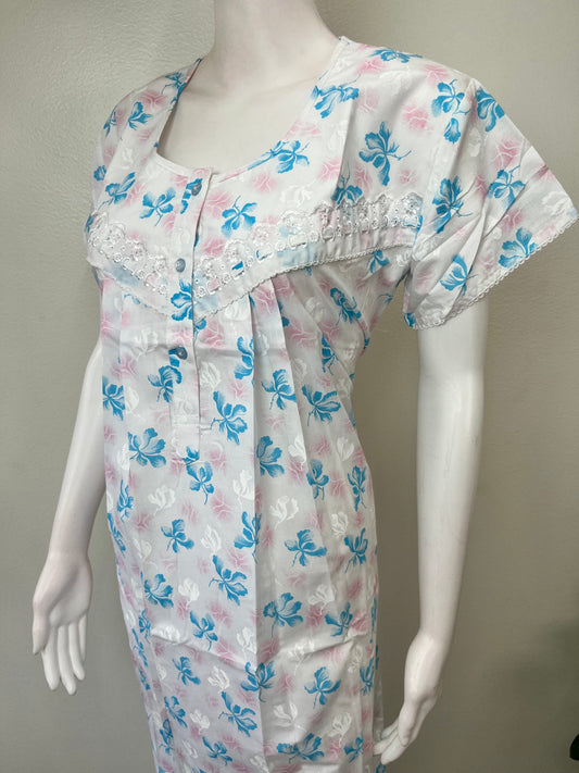 Sky Blue Polyester Cotton Nighty Soft & Comfortable