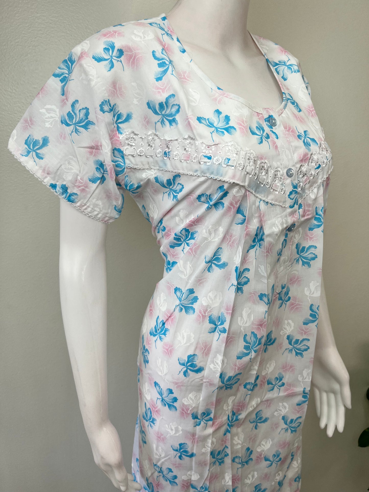 Sky Blue Polyester Cotton Nighty Soft & Comfortable