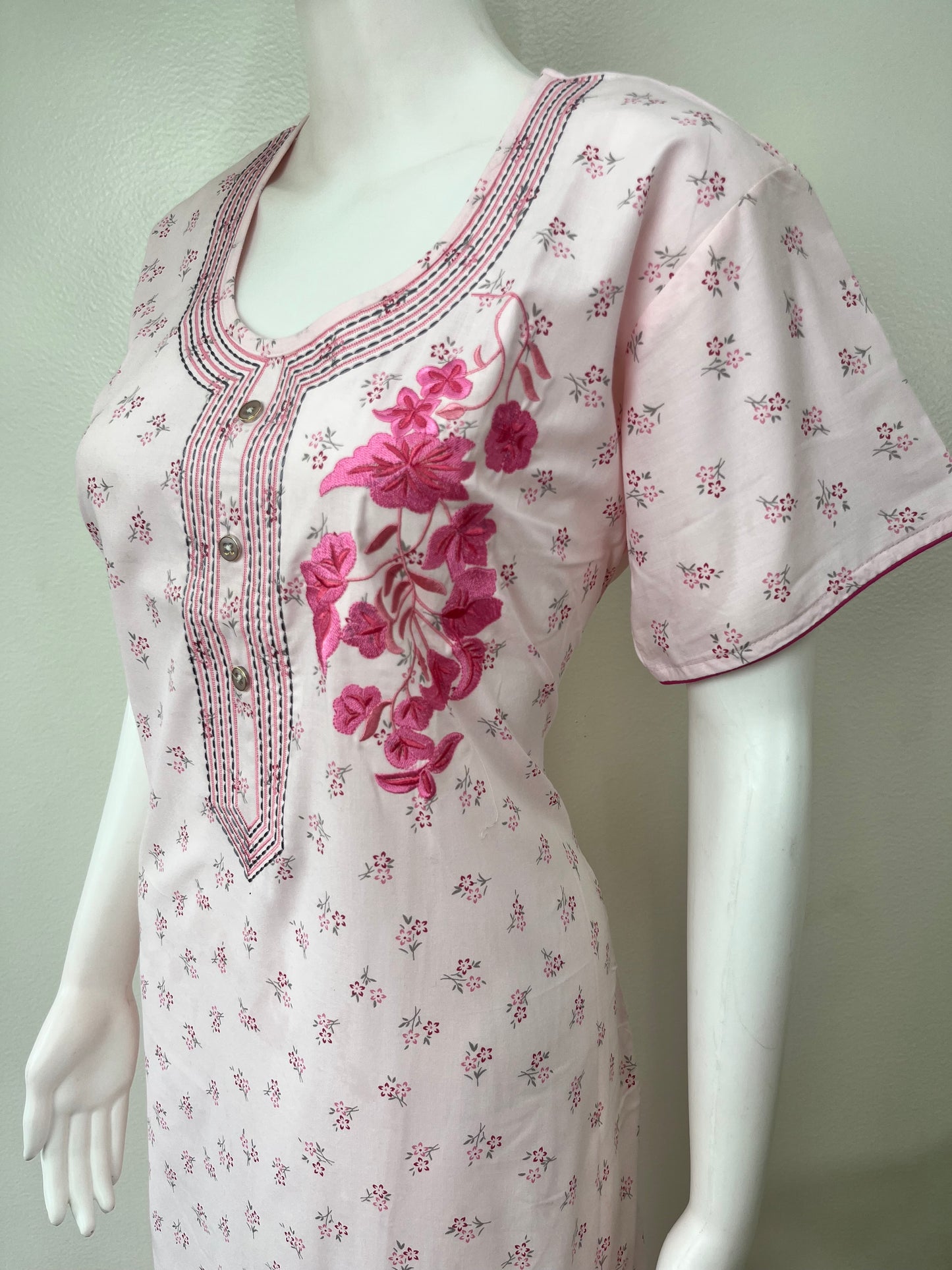Boutique Cotton Nightgown with Elegant Embroidery