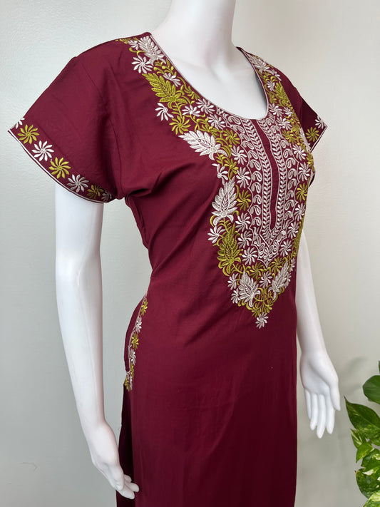 Maroon Elegant Comfort Bizzylizzy Nightgown