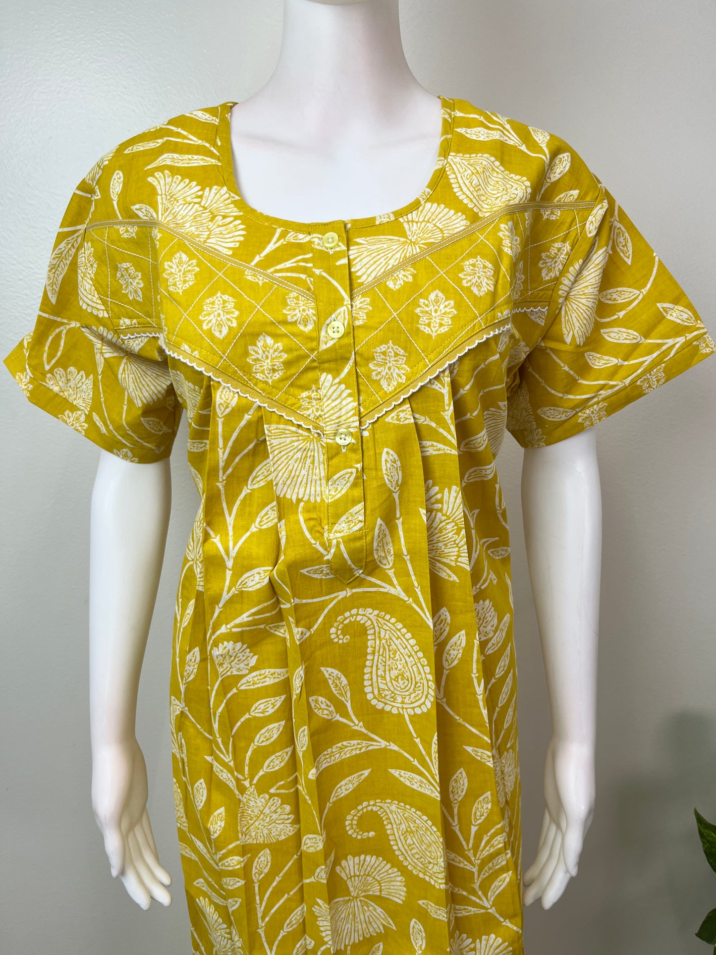 Yellow Elegant & Comfortable Pure Cotton Nighty