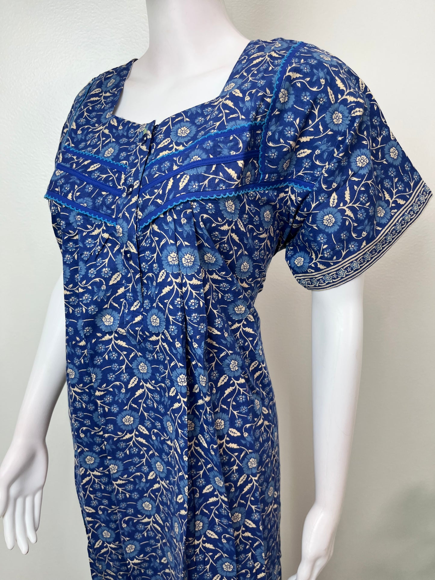 Royal Blue Elegant & Breathable Pure Cotton Nightgown