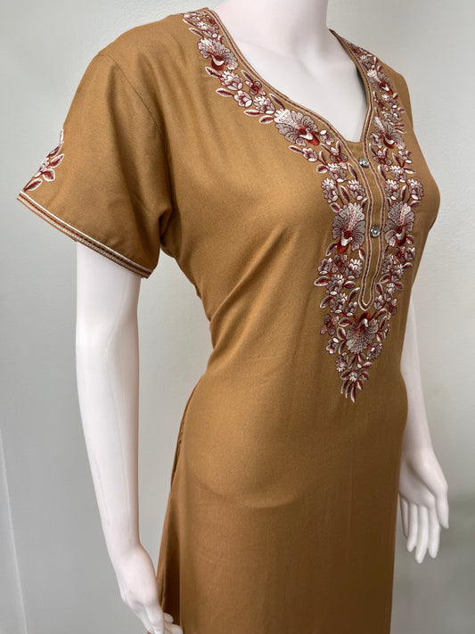 Caramel Premium Alpine Embroidered Nightgown