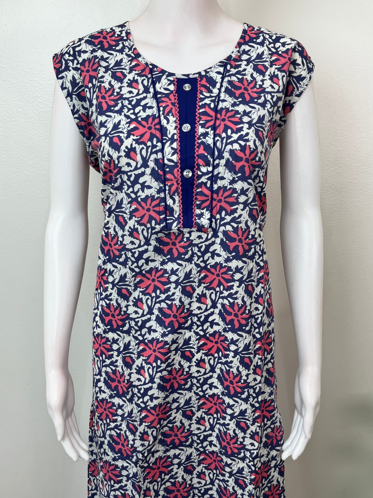 Royal Blue Sleeveless Pure Cotton Nighty