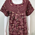 Wine Pure Cotton Nightgown with Double Print
