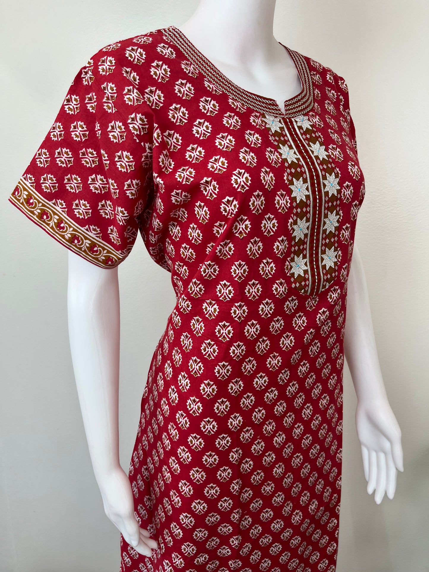 Red 100% Cotton Women’s Nightgown