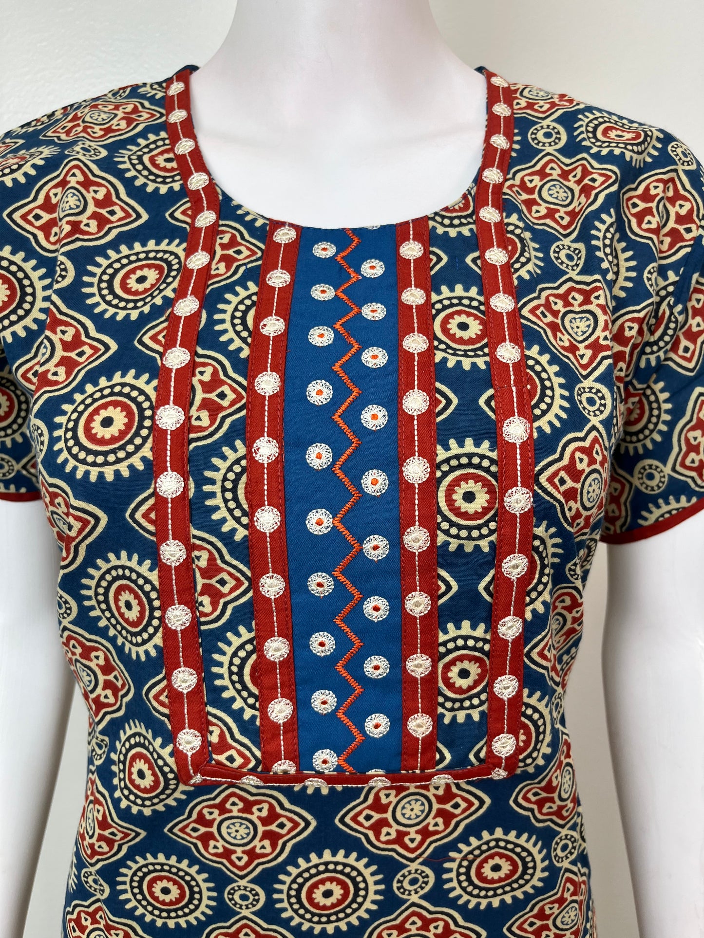 Navy Blue Digital Print 100% Cotton Nightgown