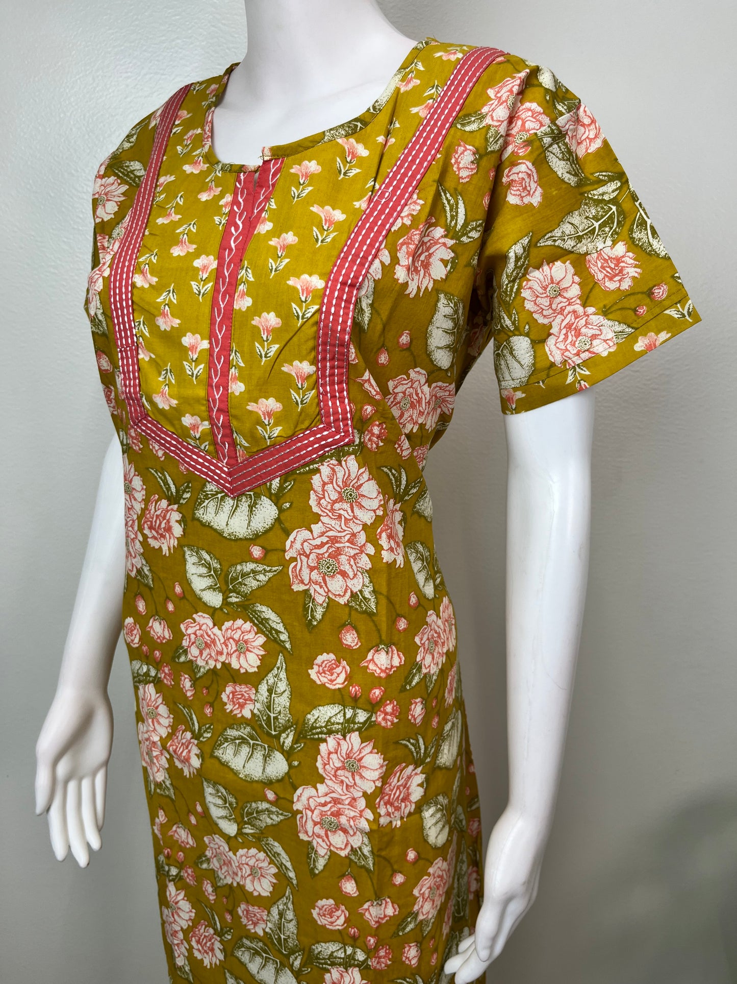 Yellow 100% Cotton Nightgown for Women