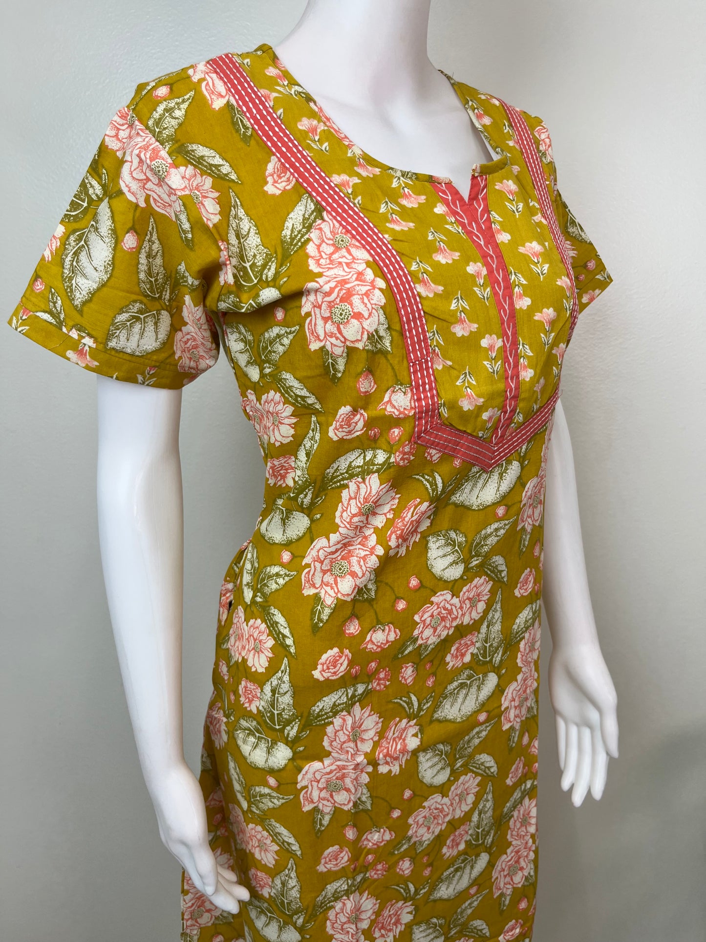 Yellow 100% Cotton Nightgown for Women