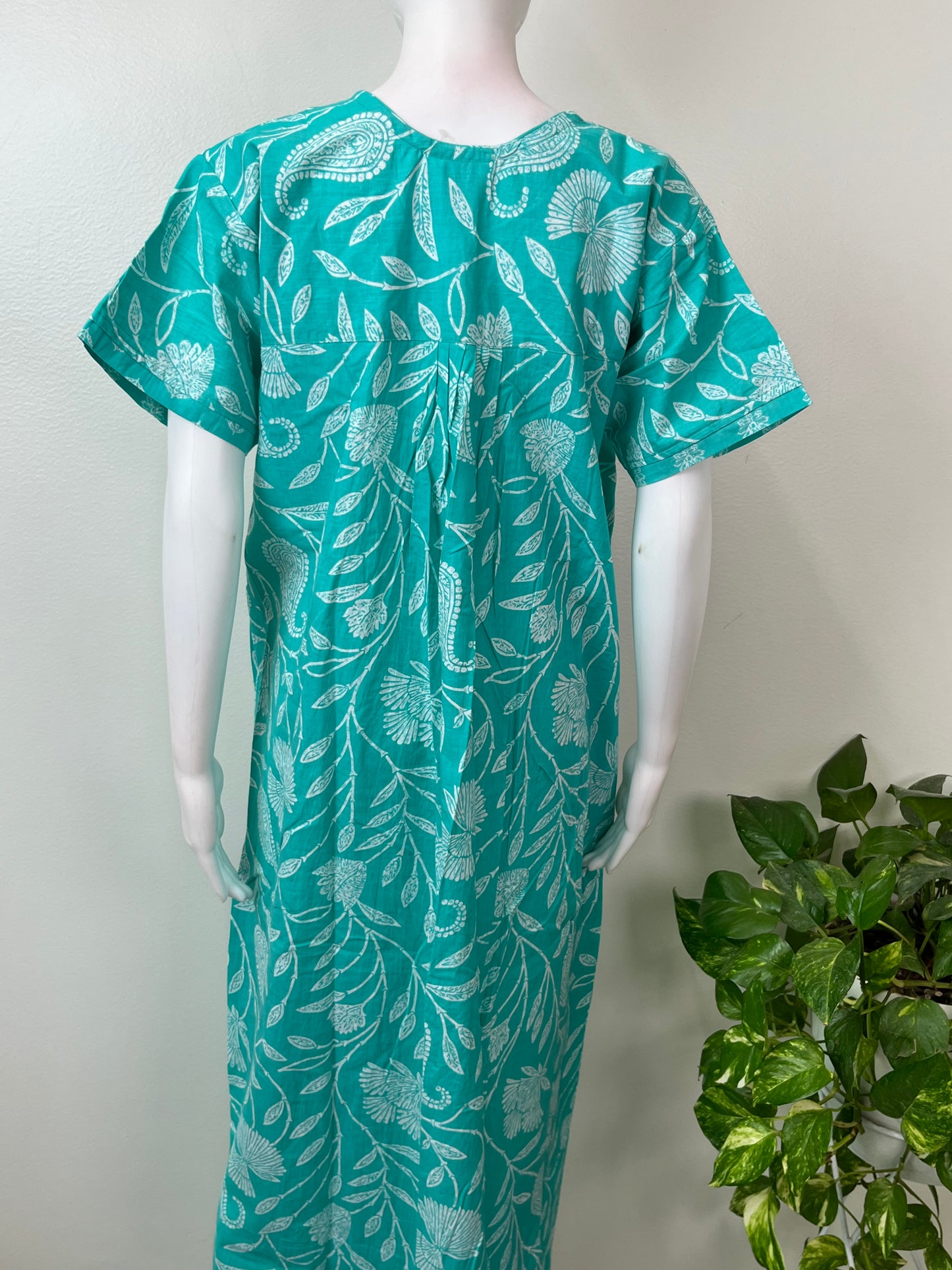 Teal Pure Cotton Nightgown for Women