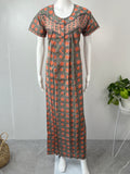 Grey & Orange Printed Pure Cotton Nighty Soft & Comfortable