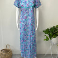 Sky Blue Pleated Cotton Nighty