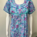 Sky Blue Pleated Cotton Nighty