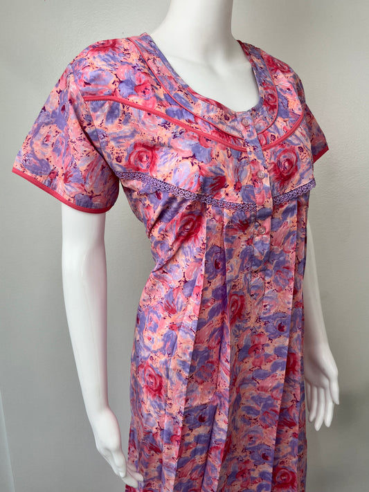 Pink & Blue Pure Cotton Nightgown for Women