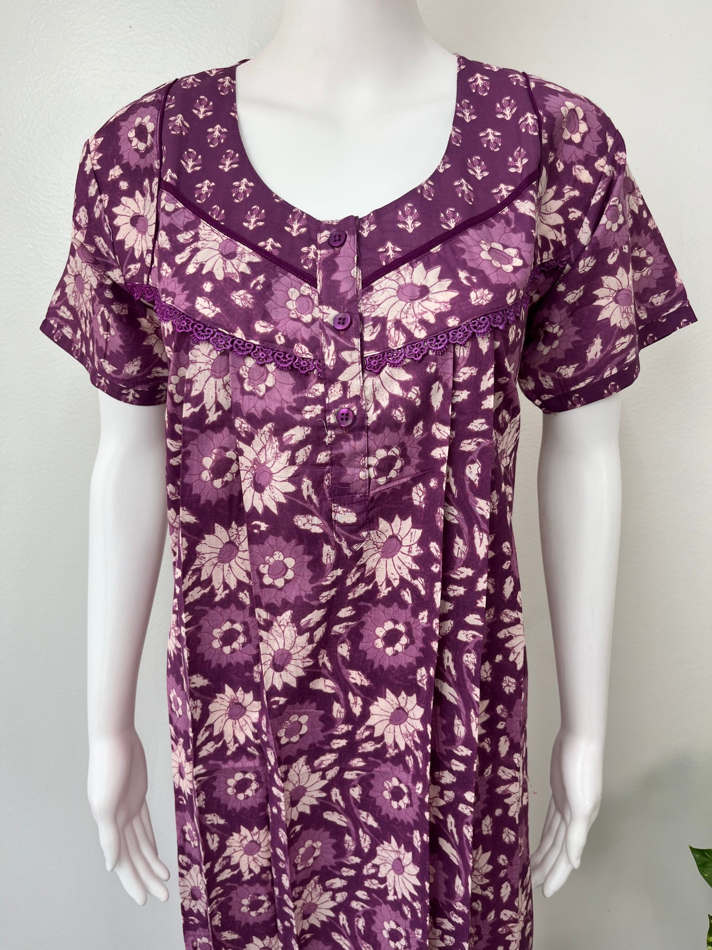 Purple Floral 100% Cotton Nighty Soft & Comfortable