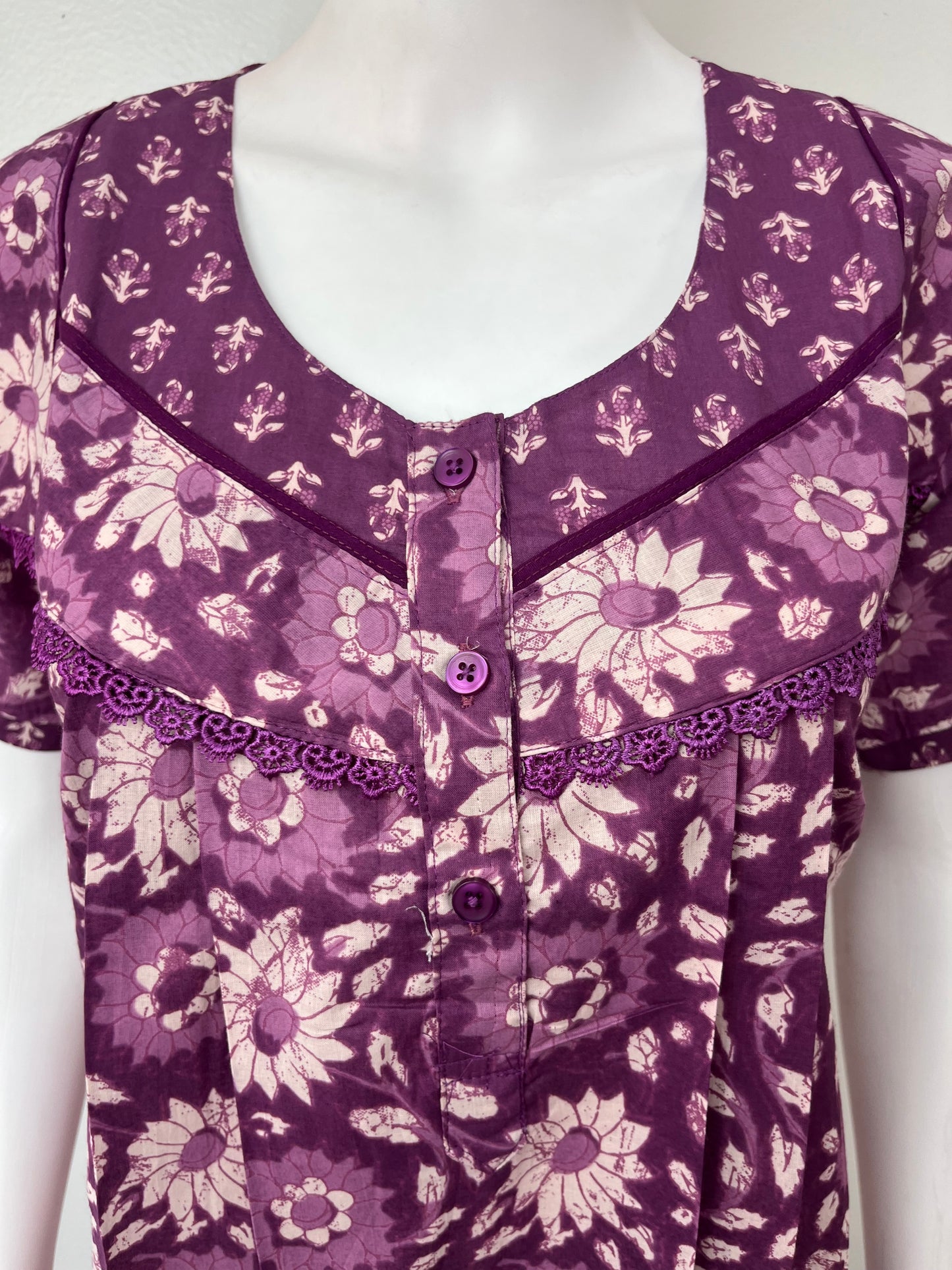 Purple Floral 100% Cotton Nighty Soft & Comfortable