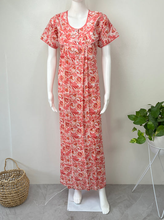 Pink 100% Cotton Nighty Comfortable & Elegant