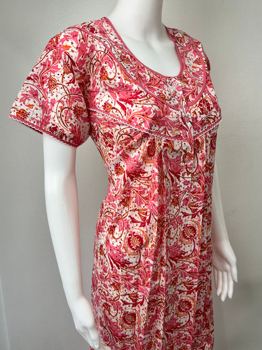 Pink 100% Cotton Nighty Comfortable & Elegant