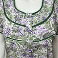 White & Purple Pure Cotton Nighty with Digital Print