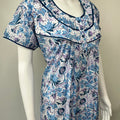 Sky Blue Printed 100% Cotton Nightgown