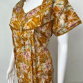 Mustard Pleated Cambric Cotton Women's Nightgown