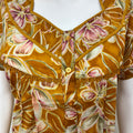 Mustard Pleated Cambric Cotton Women's Nightgown