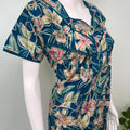Teal Green Floral Cambric Cotton Nightgown