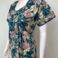 Teal Green Floral Cambric Cotton Nightgown