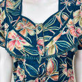 Teal Green Floral Cambric Cotton Nightgown