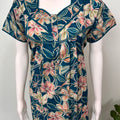 Teal Green Floral Cambric Cotton Nightgown