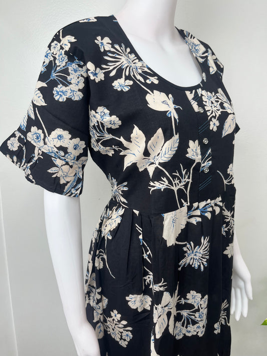 Black Frock Style Cambric Cotton Elegant Nighty