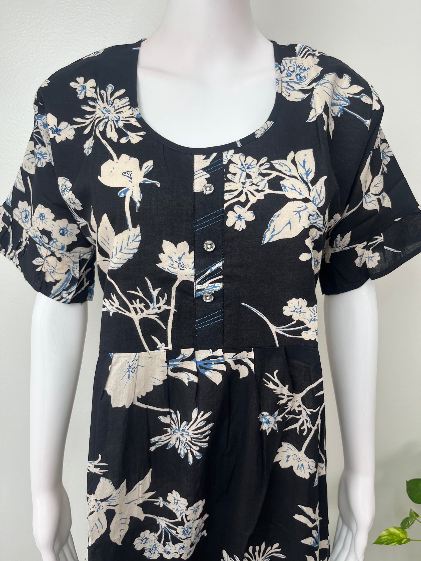 Black Frock Style Cambric Cotton Elegant Nighty