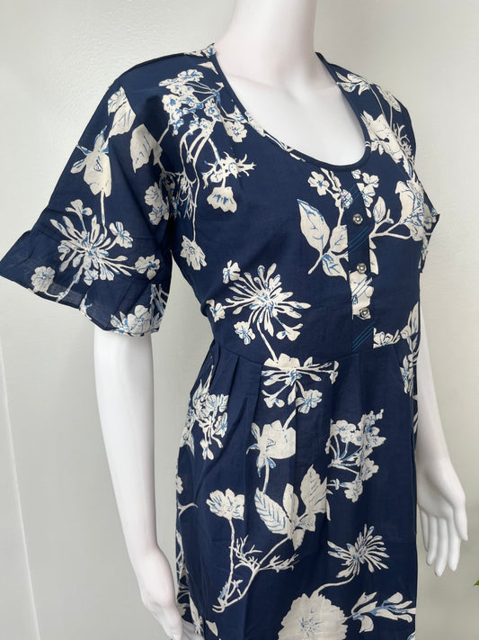 Floral Umbrella Style Cambric Cotton Nighty