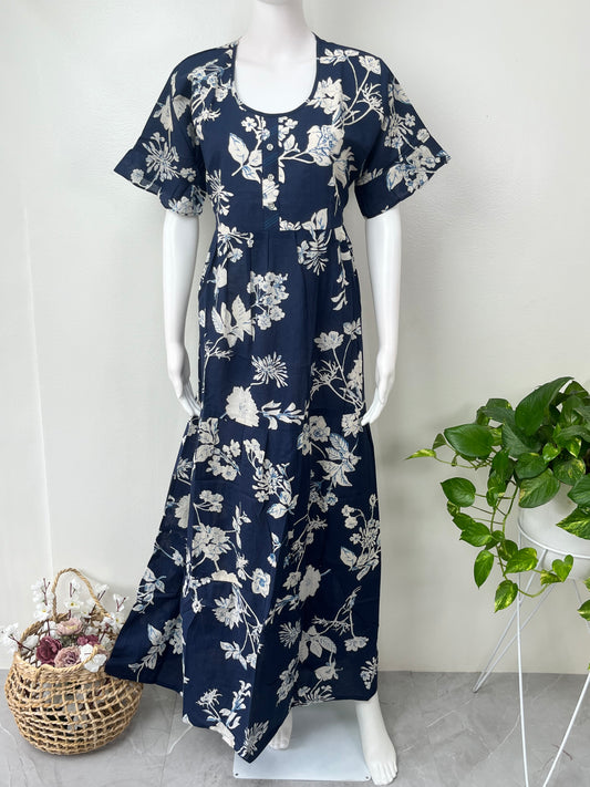Floral Umbrella Style Cambric Cotton Nighty