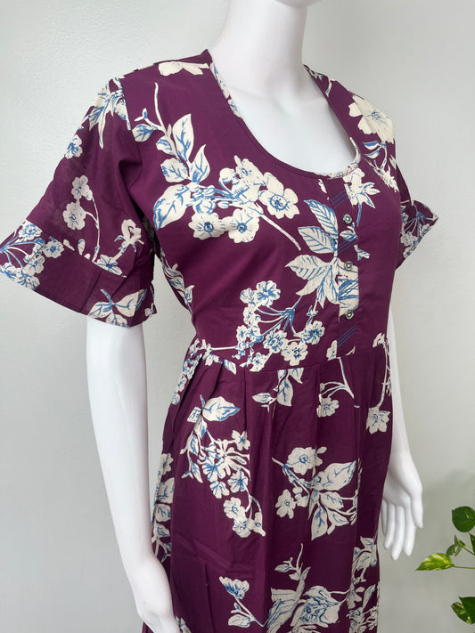 Purple Umbrella Style Cambric Cotton Nightgown