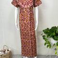 Maroon Pleated Cambric Cotton Nightgown