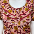 Maroon Pleated Cambric Cotton Nightgown