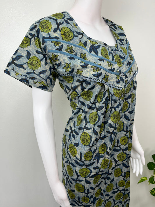 Floral Cambric Cotton Nighty for Women