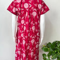 Red Floral Printed Cambric Cotton Nightgown