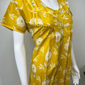 Yellow Pleated Cambric Cotton Nighty for Women