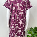 Purple Floral Printed Cambric Cotton Nightgown