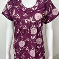 Purple Floral Printed Cambric Cotton Nightgown
