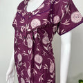 Purple Floral Printed Cambric Cotton Nightgown