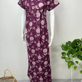 Purple Floral Printed Cambric Cotton Nightgown
