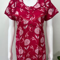 Red Floral Printed Cambric Cotton Nightgown