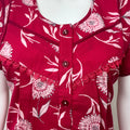 Red Floral Printed Cambric Cotton Nightgown