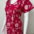 Red Floral Printed Cambric Cotton Nightgown
