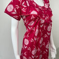 Red Floral Printed Cambric Cotton Nightgown