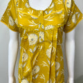 Yellow Pleated Cambric Cotton Nighty for Women